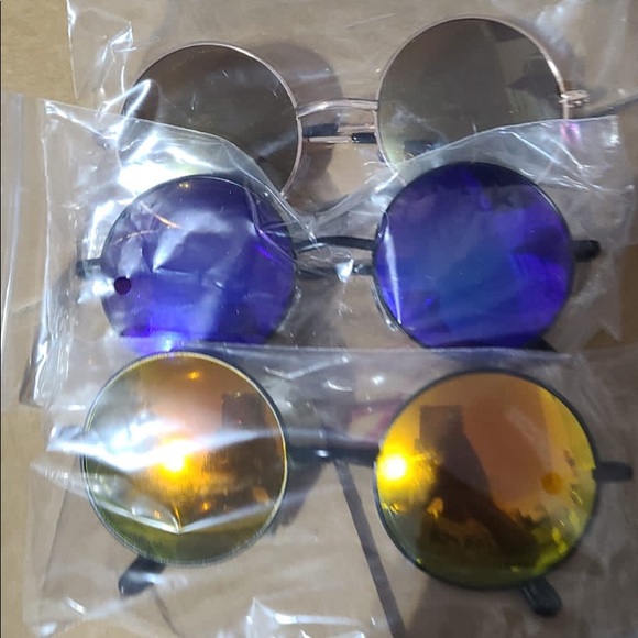 RounLarge Metal Aviator Sunglasses/Small Round Met - Picture 4 of 5